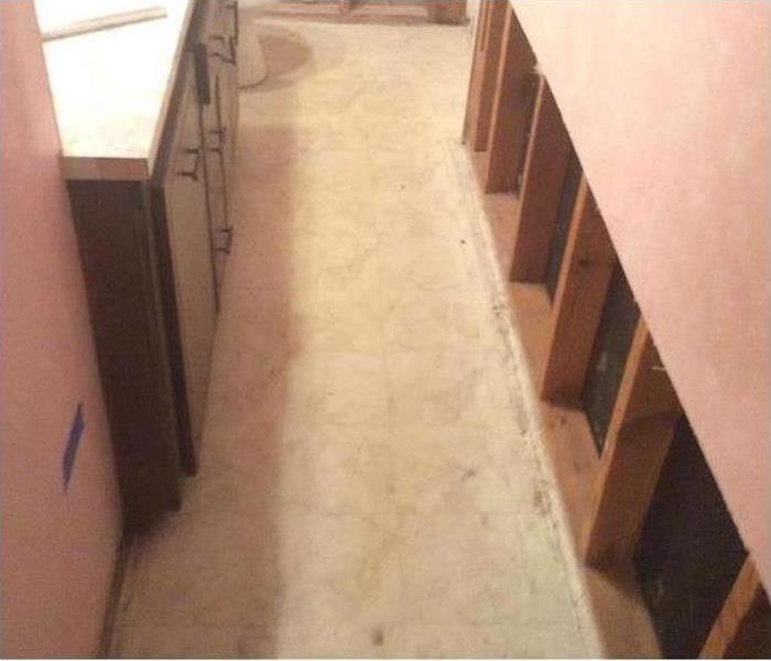 bathroom floors, walls partially removed