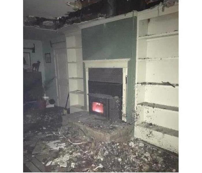 fire damage to a fire place
